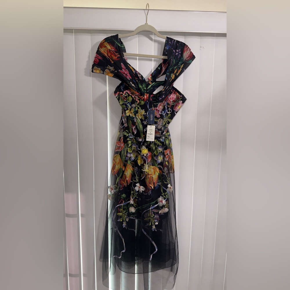 Elegant Multicolor Asymmetrical Floral Dress